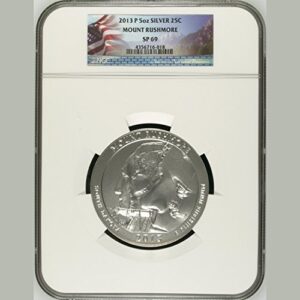 2013 p mount rushmore national park sd 5oz silver coin quarter sp69 ngc