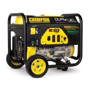 champion power equipment 100231 6900/5500-watt dual fuel portable generator with wheel kit