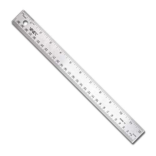 VINCA SSRN-12 Stainless Steel Office Drawing Ruler 0-12 Inch 0-30cm with Non Slip Cork Base Measuring Tool