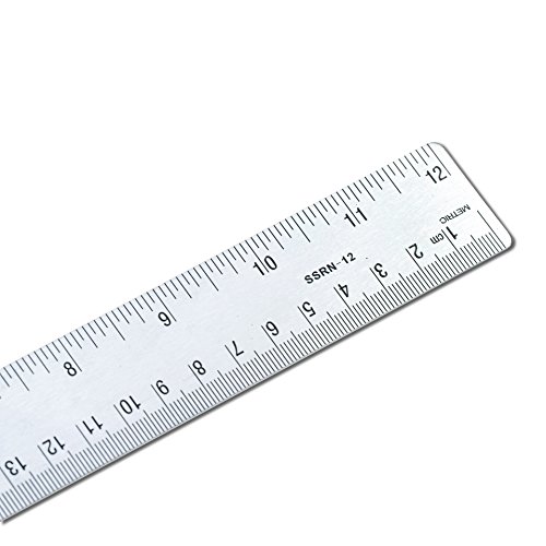 VINCA SSRN-12 Stainless Steel Office Drawing Ruler 0-12 Inch 0-30cm with Non Slip Cork Base Measuring Tool