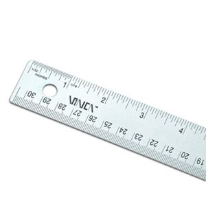 VINCA SSRN-12 Stainless Steel Office Drawing Ruler 0-12 Inch 0-30cm with Non Slip Cork Base Measuring Tool