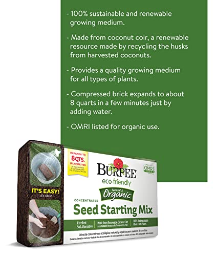 Burpee 8 qt Organic Coir Compressed Seed Starting Mix 1-Brick