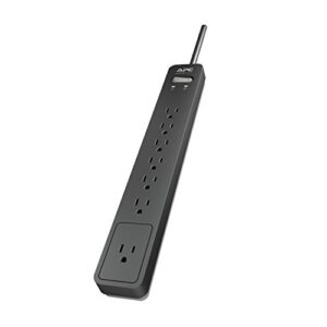 APC Surge Protector Power Strip, PE76, 1440 Joule, Flat Plug, 7 Outlet Strip Black