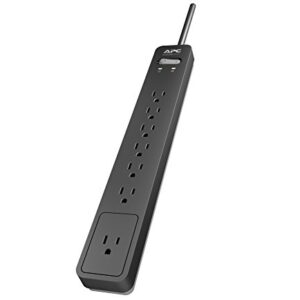 APC Surge Protector Power Strip, PE76, 1440 Joule, Flat Plug, 7 Outlet Strip Black