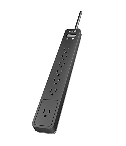 APC Surge Protector Power Strip, PE76, 1440 Joule, Flat Plug, 7 Outlet Strip Black