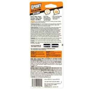 Gorilla 2 Part Epoxy, 5 Minute Set, .85 Ounce Syringe, Clear, (Pack of 2)