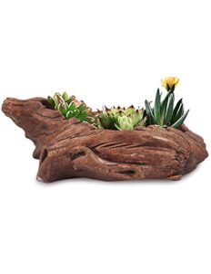 dahlia driftwood stump log concrete planter/succulent pot/plant pot, 7.9l x 4.3w