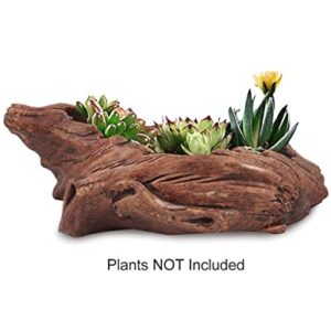 Dahlia Driftwood Stump Log Concrete Planter/Succulent Pot/Plant Pot, 7.9L x 4.3W