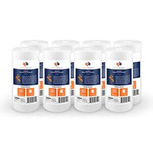 aquaboon 8-pack of 5 micron 10" x 4.5" sediment water filter replacement cartridge | whole house sediment filtration | compatible with w15-pr, hd-950, wfhd13001b, gxwh35f, gxwh30c