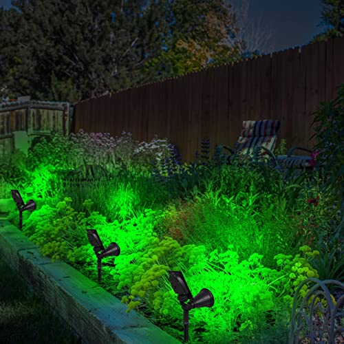 T-SUN Solar Spotlights, Waterproof Outdoor Solar Powered Spot Lights Auto-ON/Off 180°Angle Adjustable Solar Lights for Tree, Patio, Yard, Garden, Driveway, Pool Area (Green-2pack)