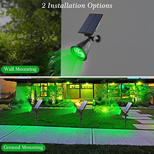 T-SUN Solar Spotlights, Waterproof Outdoor Solar Powered Spot Lights Auto-ON/Off 180°Angle Adjustable Solar Lights for Tree, Patio, Yard, Garden, Driveway, Pool Area (Green-2pack)