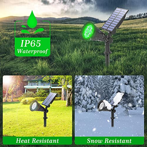 T-SUN Solar Spotlights, Waterproof Outdoor Solar Powered Spot Lights Auto-ON/Off 180°Angle Adjustable Solar Lights for Tree, Patio, Yard, Garden, Driveway, Pool Area (Green-2pack)