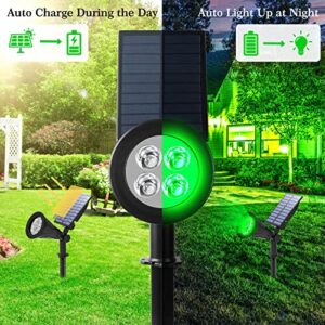 T-SUN Solar Spotlights, Waterproof Outdoor Solar Powered Spot Lights Auto-ON/Off 180°Angle Adjustable Solar Lights for Tree, Patio, Yard, Garden, Driveway, Pool Area (Green-2pack)