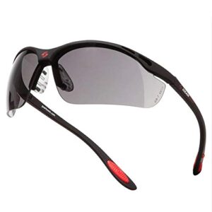 gearbox vision black frame eyewear with hard case, smoke lens
