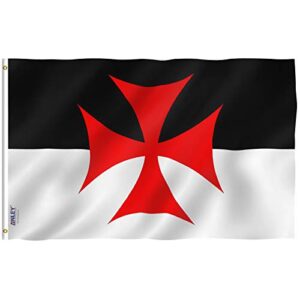 anley fly breeze 3x5 foot knights templar battle flag - vivid color and fade proof - canvas header and double stitched - roman catholic church flags polyester with brass grommets 3 x 5 ft
