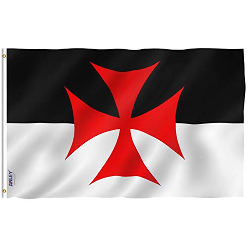 ANLEY Fly Breeze 3x5 Foot Knights Templar Battle Flag - Vivid Color and Fade Proof - Canvas Header and Double Stitched - Roman Catholic Church Flags Polyester with Brass Grommets 3 X 5 Ft