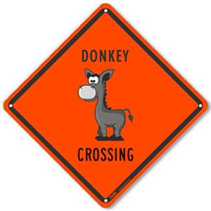 petka signs and graphics pkac-0345-na_10x10 "donkey crossing" aluminum sign, 10" x 10"