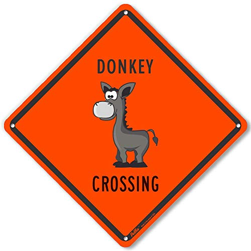 PetKa Signs and Graphics PKAC-0345-NA_10x10 "Donkey Crossing" Aluminum Sign, 10" x 10"