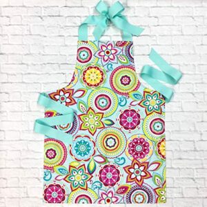 Sara Sews Handmade Colorful Aqua Baking Art Craft Apron Gift for Tween Girl