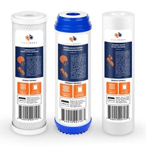 3-pack of reverse osmosis carbon block (cto),sediment & granular activated carbon (gac) water filters by aquaboon|universal 5 micron 10 inch cartridges|compatible with: dwc30001,wfpfc8002,fxwtc,whef-w