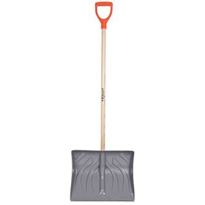 a.m. leonard snow shovel with steel wear strip, d-grip, 18-inches wide