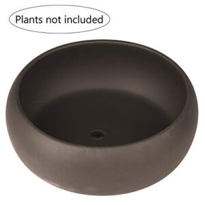 MyGift 7 Inch Round Unglazed Brown Ceramic Plant Pot with Drainage Hole, Small Shallow Planter Bowl for Succulent, Cactus and Fillers