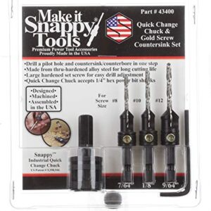 Snappy Tools Quick Change Chuck & 3 Piece Countersink Set #43400