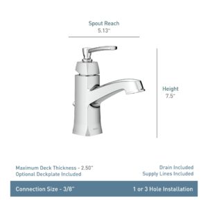 Moen Conway Spot Resist Brushed Nickel One-Handle Single Hole or Centerset Bathroom Faucet with Drain Assembly, WS84923