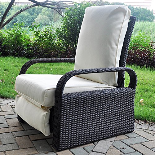 ART TO REAL Outdoor Recliner, Outdoor Wicker Recliner Chair with 5.12'' Thickness Cushions, Automatic Adjustable Rattan Patio Chaise Lounge Chairs, Aluminum Frame, UV Protected and Rustless