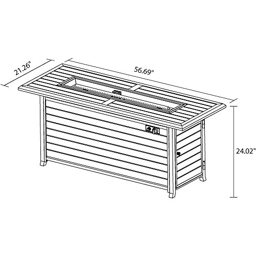 Better Homes and Gardens Carter Hills, Durable and Rust-Resistant Design 57" Rectangular Gas Fire Pit, with Stainless Steel Burner (Rectangular Carter)