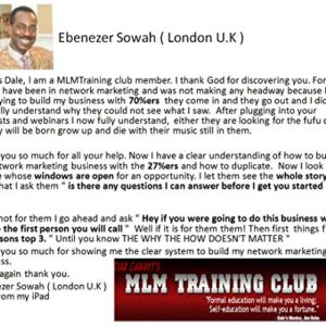 Dale Calvert's MLM Training Club - 18 Months to MLM Mastery -Top Rated Systematic Training System for Career minded NetworkMarketers