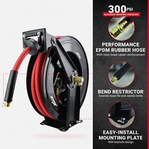 Milton 2780-50D - Steel Dual Arm Auto-Retractable Air Hose Reel, 1/2" x 50 ft. Rubber Hose - 300 Max PSI