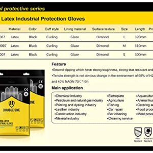 Chemical Resistant Gloves,Safety Work Cleaning Protective Heavy Duty Industrial Gloves,Natural Latex 12.2" Length Black 1 Pair Size M (Medium)