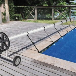 VINGLI 18 Feet Aluminum Solar Swimming Inground Pool Cover Reel Set, Up to 18-Feet Wide x 40-Feet Length