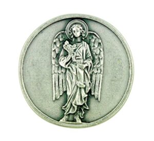 archangel saint st gabriel silver tone pocket token with prayer back by lumen mundi