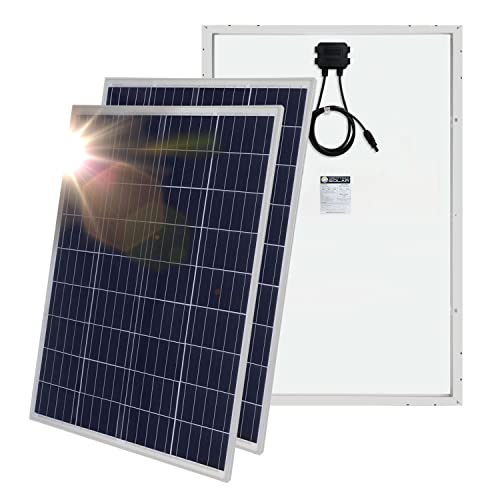 Mighty Max Battery 200 Watt Solar Panel Poly 2pc 100w Watts 12V RV Boat Home - 2 Pack