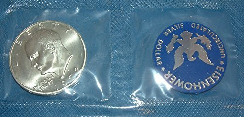 1972 S -S Uncirculated Eisenhower"Blue Pack" Silver Dollar with Original Packaging $1 Brilliant Uncirculated US Mint