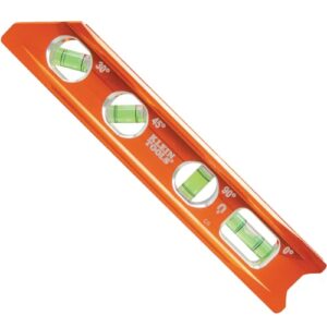 klein tools 935rb torpedo level, 8-inch billet magnetic level, 0/30/45/90 degree vials, v-groove, tapered nose, high-visibility vial and body