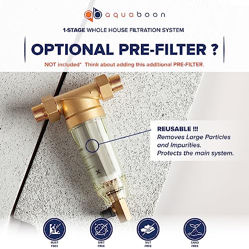 Whole House Water Filter System Housing 20" x 4.5" for Well Water - w/Wrench, Bracket & Pressure Gauge & Release Button(1" Port) and Carbon Block Water Filter - Compatible With Pentek 150234, BBFS-22