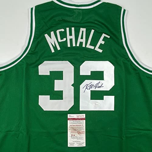 Autographed/Signed Kevin McHale Boston Green Basketball Jersey JSA COA