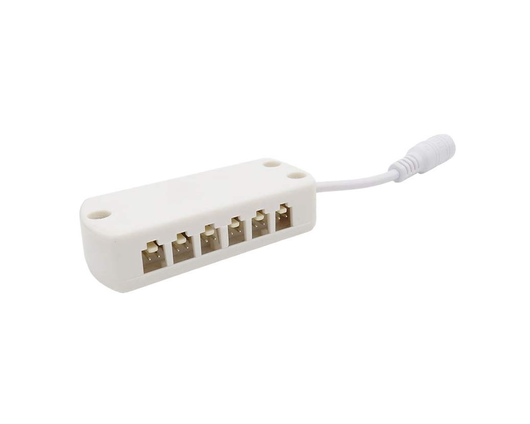 2510 12 Ports Male Plug LED Cabinet Light Hub Splitter Adapter Junction Box 2.54 Spacing,White Plastic Junction Box