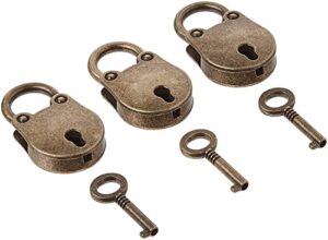 kathson old vintage antique style mini archaize padlocks key lock with key (lot of 3,antique,love) (antique style)
