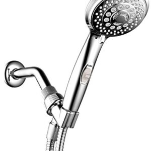 HotelSpa 7-Setting AquaCare Series Spiral Handheld Shower Head with Patented ON/OFF Pause Switch and 5-7 foot Stretchable Stainless Steel Hose (Premium Chrome)