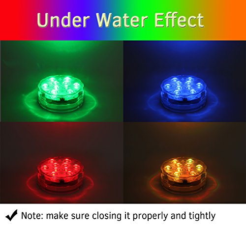 Qoolife Submersible LED Lights Remote Control Battery Powered, RGB Multi Color Changing Waterproof Light for Pool, Vase Base, Spa, Aquarium, Pond, Hot Tub, Decoration, Party, 2-Pack
