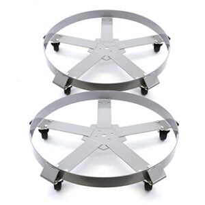 2 extra heavy duty 55 gallon drum dolly dollies swivel casters steel frame non tip 1250 lbs 5 wheel