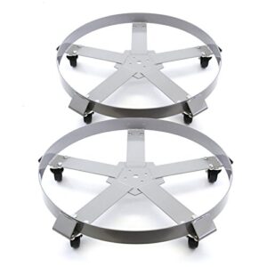 2 Extra Heavy Duty 55 Gallon Drum Dolly Dollies Swivel Casters Steel Frame Non Tip 1250 lbs 5 Wheel