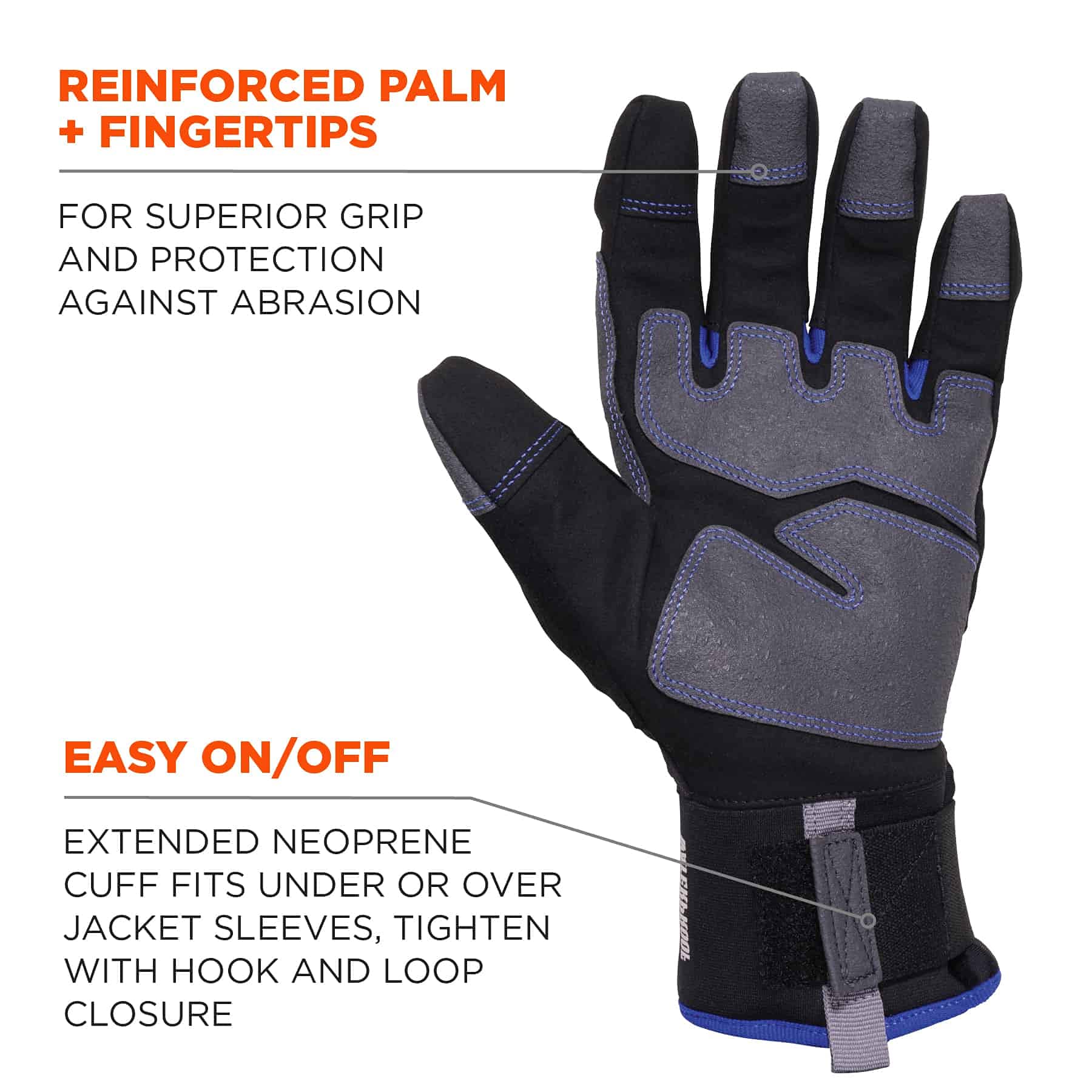 Ergodyne unisex adult Reinforced Thermal Waterproof Winter Work Gloves, Black, Large Pack of 1 US