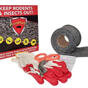 PESTPLUG - 100% Stainless Steel Wool, Large DIY KIT, Rodent Barrier/Fill Fabric - Use to Block Mice, Rodents and Flying Insects. Does NOT Rust! Plug or Fill Holes, Cracks and Gaps Home, Farm, RV's