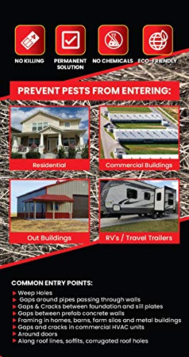 PESTPLUG - 100% Stainless Steel Wool, Large DIY KIT, Rodent Barrier/Fill Fabric - Use to Block Mice, Rodents and Flying Insects. Does NOT Rust! Plug or Fill Holes, Cracks and Gaps Home, Farm, RV's