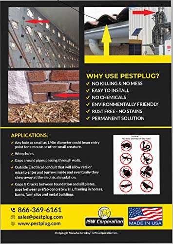 PESTPLUG - 100% Stainless Steel Wool, Large DIY KIT, Rodent Barrier/Fill Fabric - Use to Block Mice, Rodents and Flying Insects. Does NOT Rust! Plug or Fill Holes, Cracks and Gaps Home, Farm, RV's